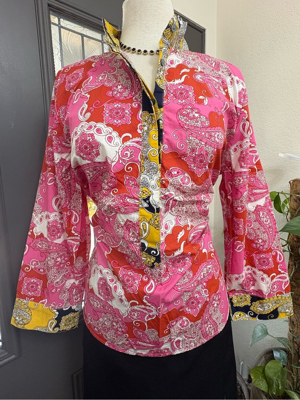 J. Crew Band Collar  Cotton Poplin Popover Tunic in Vintage Paisley - Picture 3 of 10